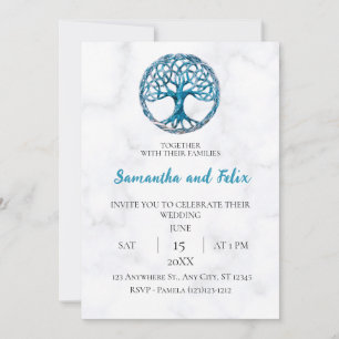 Invitación Boda de mármol de brujería del árbol de la vida ce
