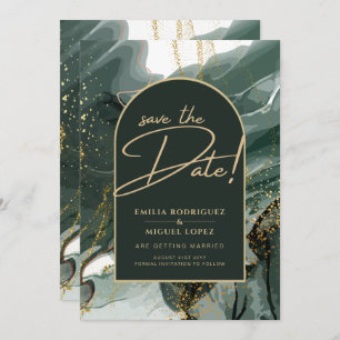 Invitación Boda de Mármol de la Agencia de Oro Verde de Esmer