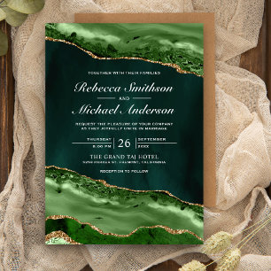 Invitación Boda de Mármol de la Ecología Verde Esmeralda y de