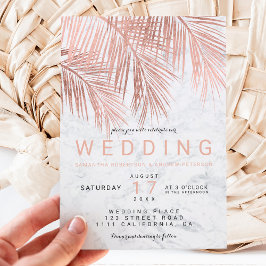 Invitación Boda de mármol de la palmera de oro de imitación r
