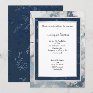 INVITACIÓN BODA DE MÁRMOL DE LAYER NAVY BLUE SILVER