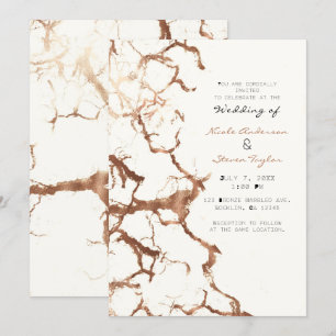 Invitación Boda de mármol de marfil moderno crema bronce óxid