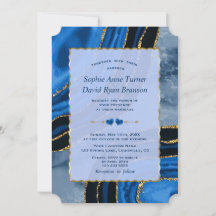 Boda de mármol de oro de ágata azul marino única
