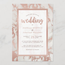 Invitación Boda de mármol de oro Rosa moderno