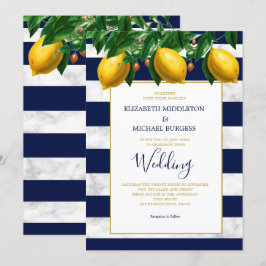 Invitación Boda de mármol de tira blanca de limón