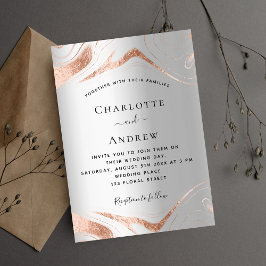 Invitación Boda de mármol dorado rosa de plata