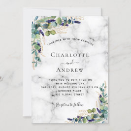 Invitación Boda de mármol eucalipto verde