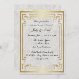 Invitación Boda de mármol geométrico de oro Ensayo de cena