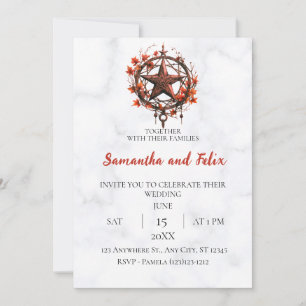 Invitación Boda de Mármol Mágico Pentáculo de Otoño