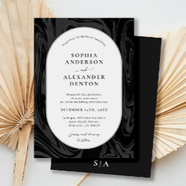 Invitación Boda de mármol negro moderno