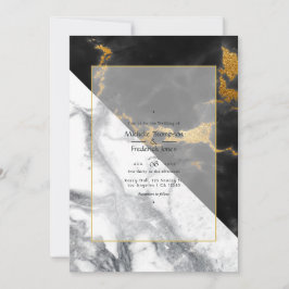 Invitación Boda de mármol negro y dorado