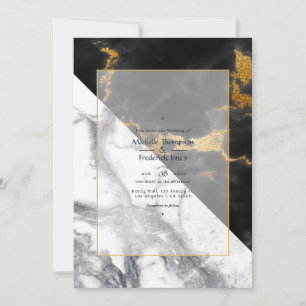 Invitación Boda de mármol negro y dorado
