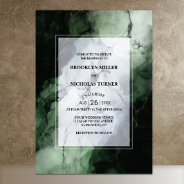 Invitación Boda de mármol verde moderno