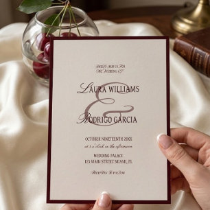 Invitación Boda de Marrón Marfil Dinero Antiguo