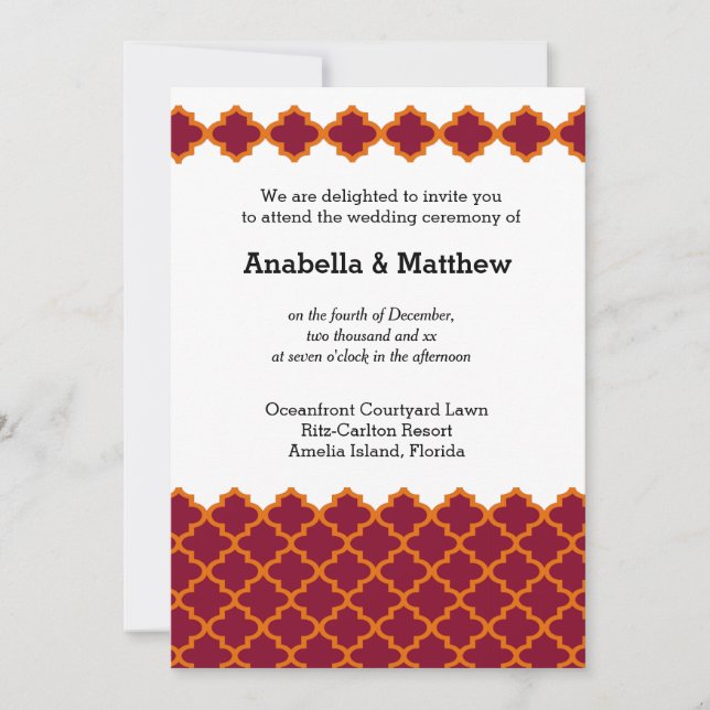 Invitación Boda de Marruecos (Anverso)