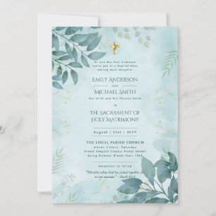 Invitación Boda de Masa Nupcial católico de la Verdemia verde