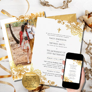 Invitación Boda de Masa Nupcial Católico de Oro