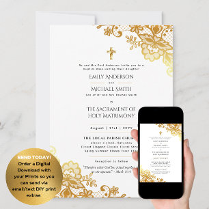 Invitación Boda de Masa Nupcial Católico de Oro