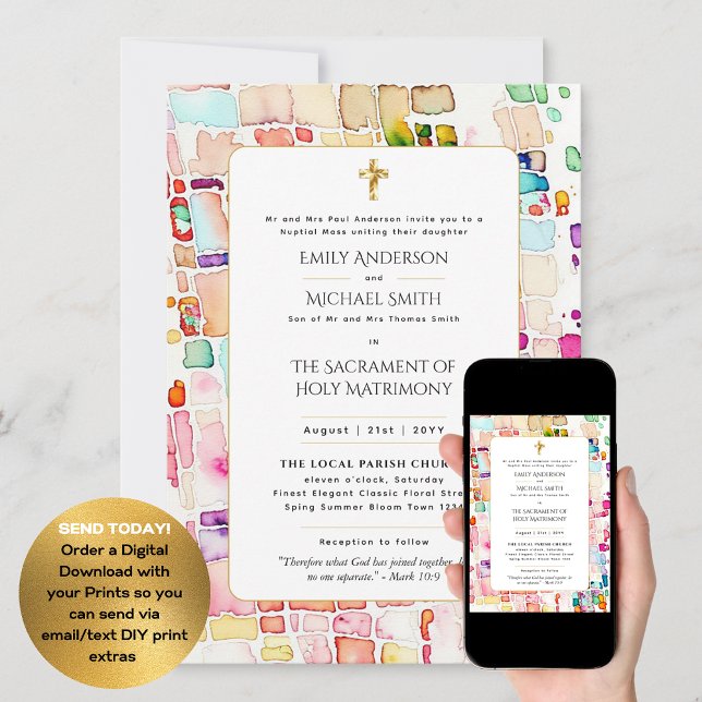 Invitación Boda de Masa Nupcial Católico Multicolorizado (Subido por el creador)