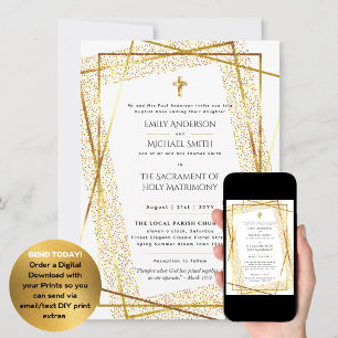 Invitación Boda de Masa Nupcial de la Católica Blanca Oro