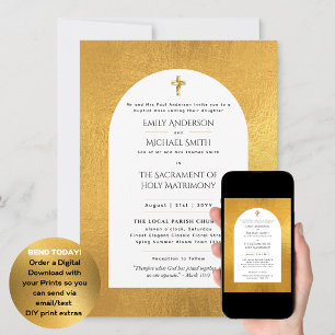 Invitación Boda de Masa Nupcial de la Católica Blanca Oro