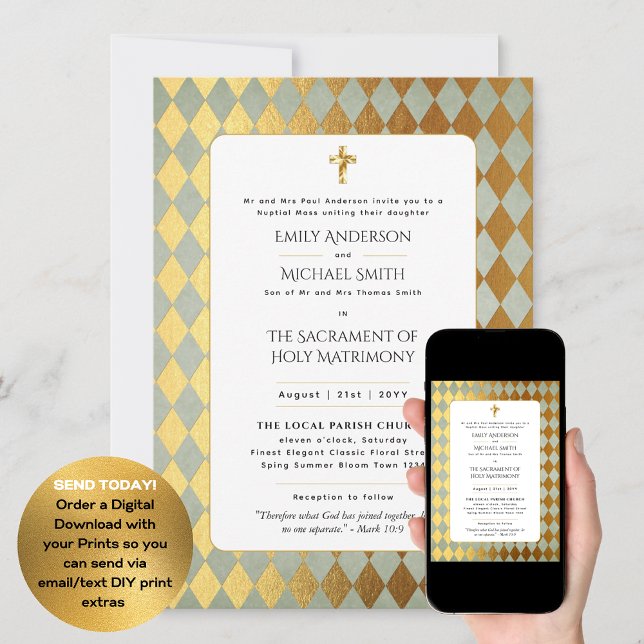 Invitación Boda de Masa Nupcial de la Católica Blanca Oro (Subido por el creador)