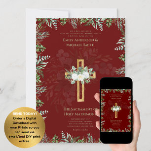 Invitación Boda de Masa Nupcial de la Cruz Borgoña