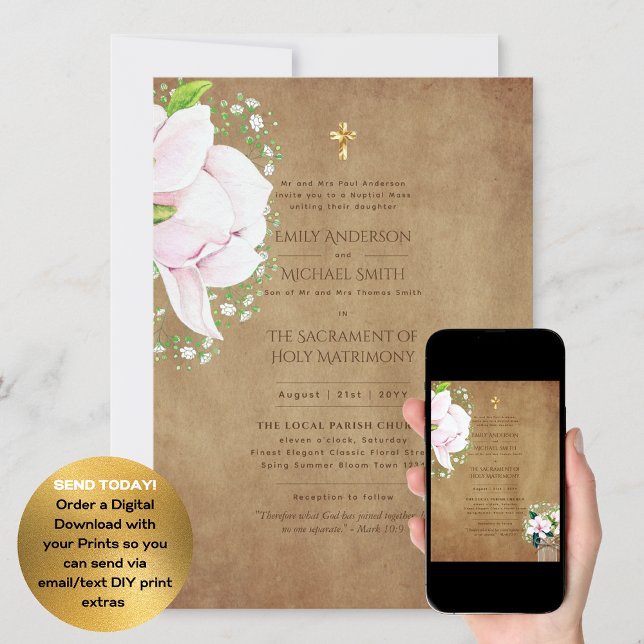 Invitación Boda de Masa Nupcial de la Iglesia Rusa Floral Cat (Subido por el creador)