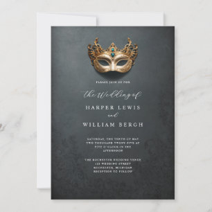 Invitación Boda de máscara de la mascarada dorada