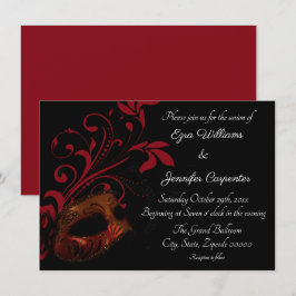 Invitación Boda de mascarada de flores rojas