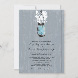 Invitación Boda de Mason Jar, colgante y ruso