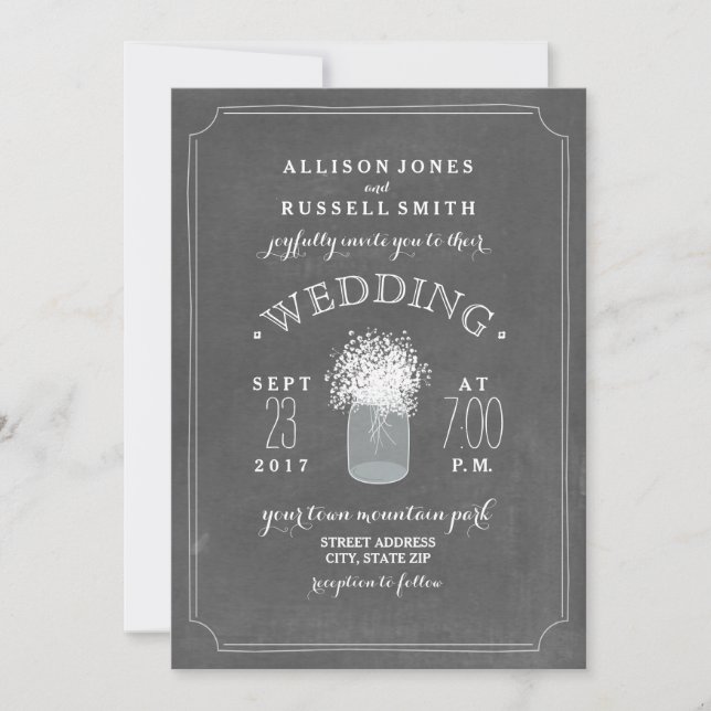 Invitación Boda de Mason Jar de la ceremonia de aliento para  (Anverso)