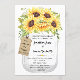 Invitación Boda de Mason jar Sunflower country