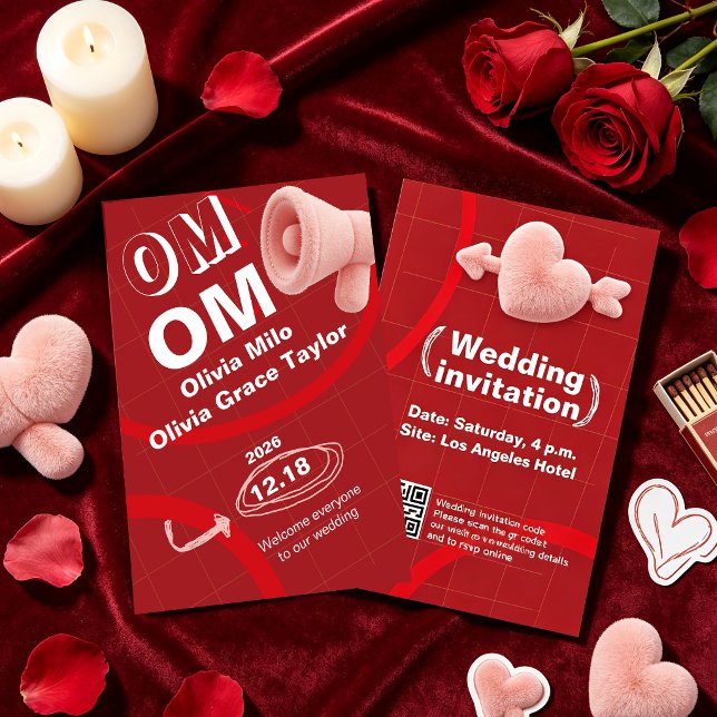 Invitación Boda de material de felpa rojo intenso (Subido por el creador)