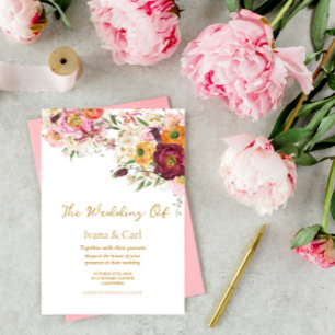 Invitación Boda de Matrimonio de Abrazo FLORAL