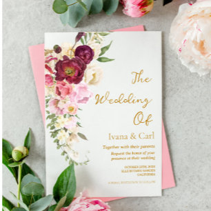 Invitación Boda de Matrimonio de Abrazo FLORAL