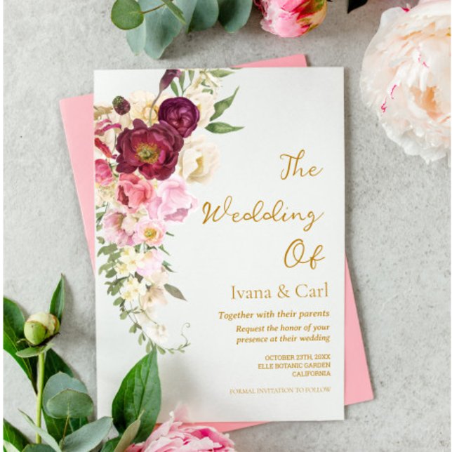 Invitación Boda de Matrimonio de Abrazo FLORAL (Subido por el creador)
