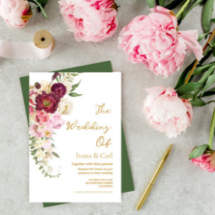Invitación Boda de Matrimonio de Abrazo FLORAL