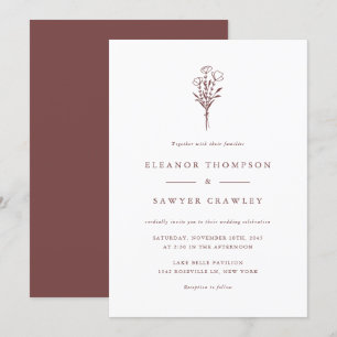Invitación Boda de Mauve Botanicals minimalista