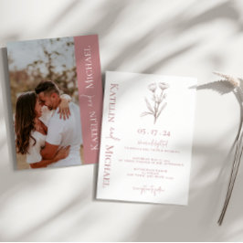 Invitación Boda de Mauve floral fotográfica moderna
