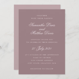 Invitación Boda de Mauve Púrpura con guión elegante clásico