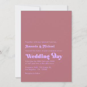 Invitación Boda de Mauve Romántica y Típografía de Oro Rosa