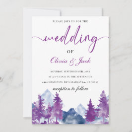 Invitación Boda de Mauve Rústico Elegante de acuarela de mont