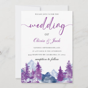 Invitación Boda de Mauve Rústico Elegante de acuarela de mont