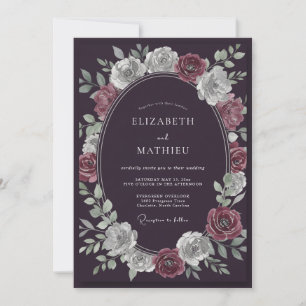 Invitación Boda de medianoche dramática berenjena