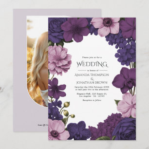 Invitación Boda de Medianoche Iris, Ciruela Terciopelo y Péta