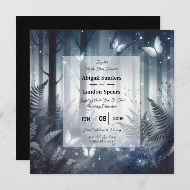 Invitación Boda de Medianoche Magic and Moonlit Wi (Anverso / Reverso)