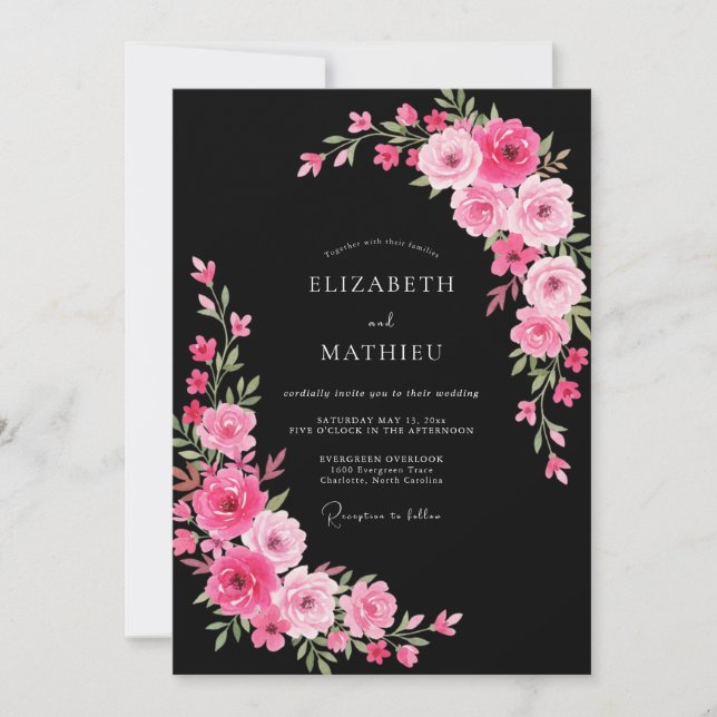Invitación Boda de medianoche negra y seductora (Anverso)