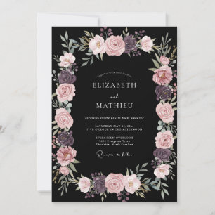 Invitación Boda de medianoche negra y temperamental