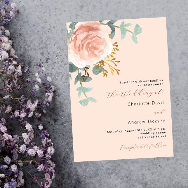 Invitación boda de melocotón de color Rosa (Subido por el creador)